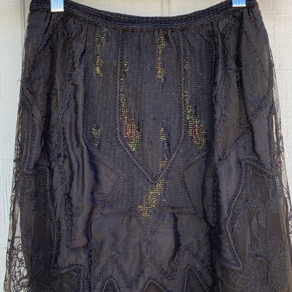 Vintage Deadstock 1980s-90s Black Whimsigoth Dark Fairy Lacy Skirt - Picture 2 of 8